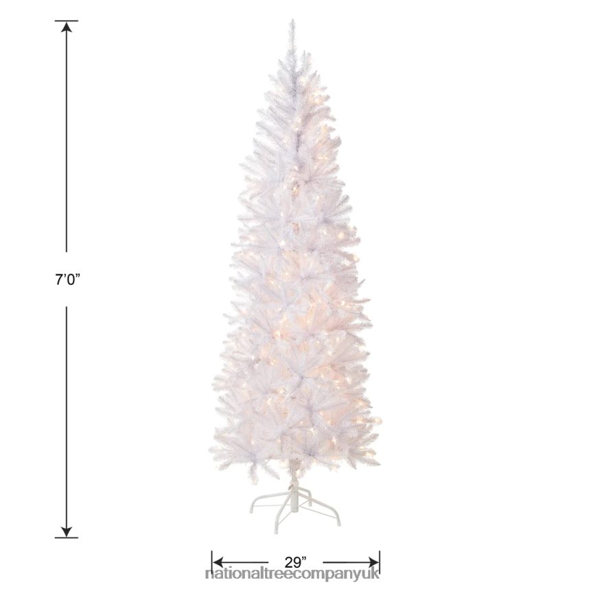 Trees | National Tree Company Artificial Pre-Lit Slim Christmas Tree White Kingswood Fir White Lights Includes Stand 7 Feet F2L4F134